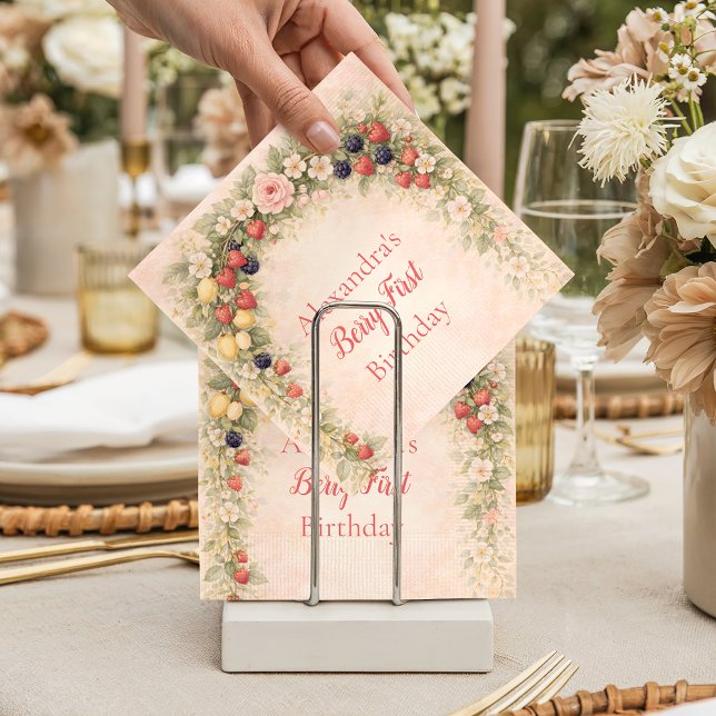 Serviette En Papier Berry First Garden 1st Birthday (Créateur téléchargé)