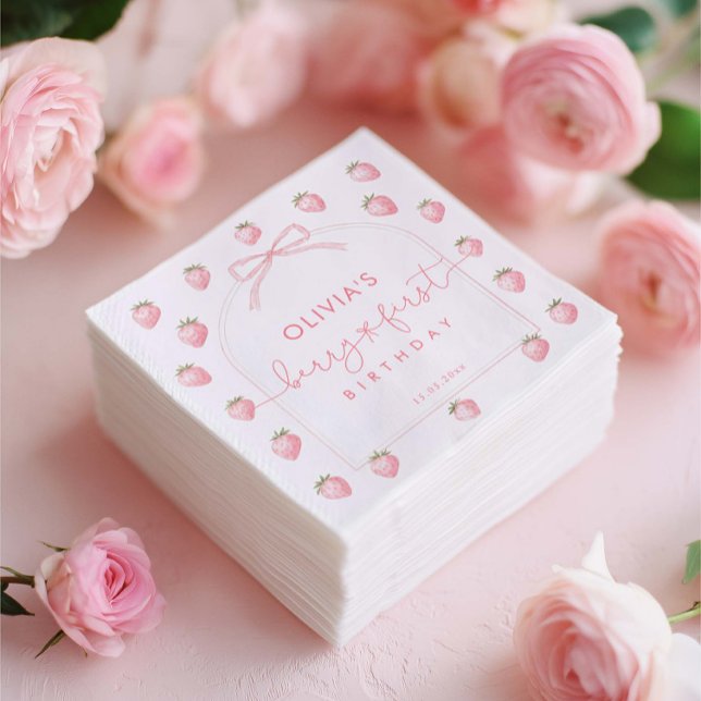 Serviette En Papier Berry First Girl Birthday Paper Napkin (Créateur téléchargé)