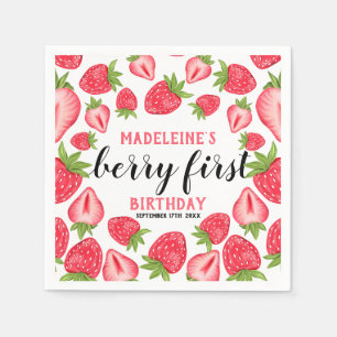 Serviette En Papier Berry First Strawberry 1er fête d'anniversaire Per
