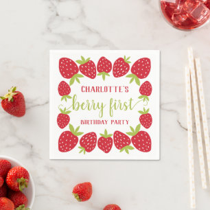 Serviette En Papier Berry First Strawberry 1er fête d'anniversaire Per