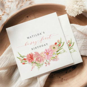 Serviette En Papier Berry First Strawberry Été 1er anniversaire  