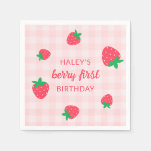 Serviette En Papier Berry fraise 1ère mignonne Bébé rose Anniversaire