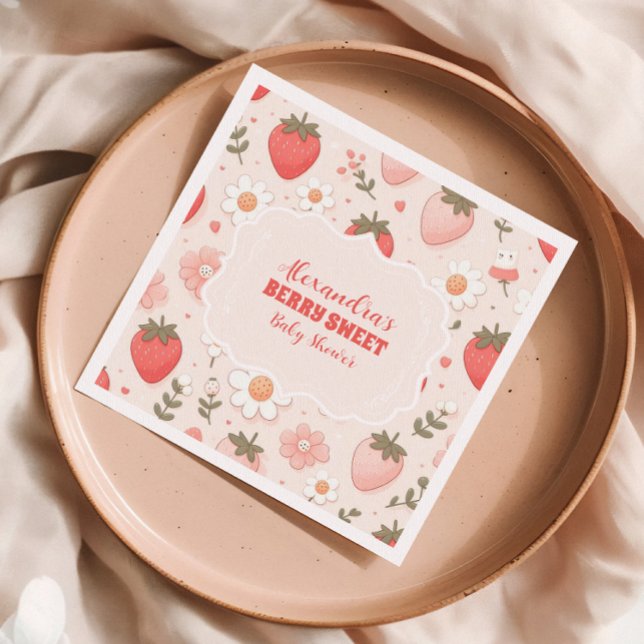 Serviette En Papier Berry fraise Baby shower sucré (Créateur téléchargé)