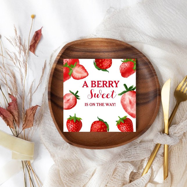 Serviette En Papier Berry fraise Baby shower sucré Sur le chemin (Créateur téléchargé)