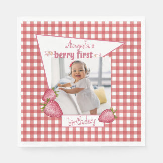 Serviette En Papier Berry fraise Premier anniversaire