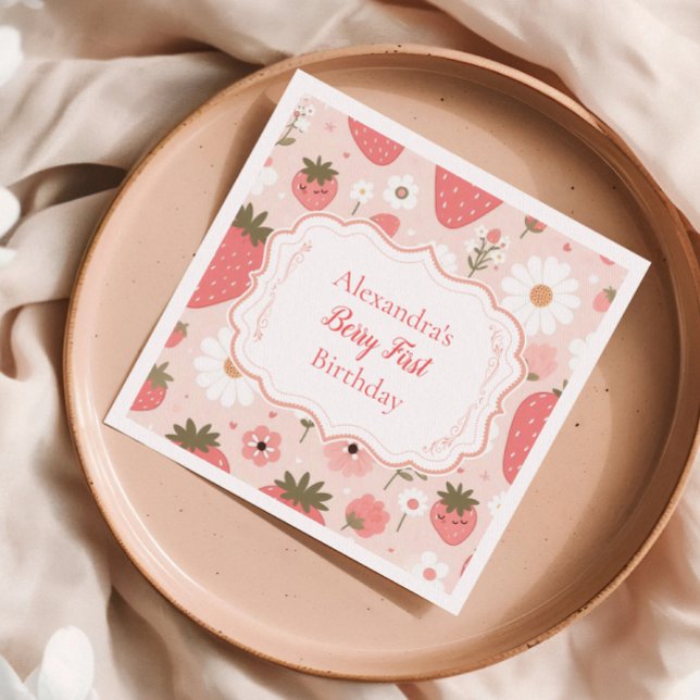 Serviette En Papier Berry fraise rouge 1er anniversaire fête (Créateur téléchargé)