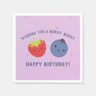 Serviette En Papier Berry mignonne Joyeux Anniversaire Pun Kawaii baie