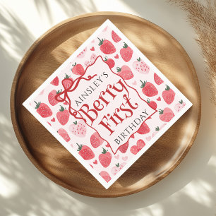 Serviette En Papier Berry personnalisé Première coquette rose Bow 1er 