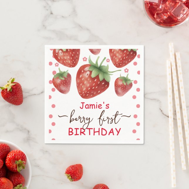 Serviette En Papier Berry Premier Anniversaire (En situation)