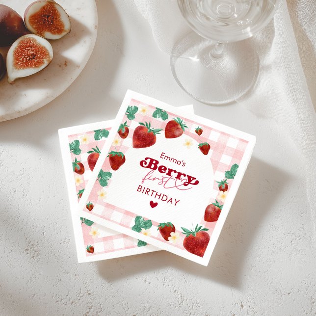 Serviette En Papier Berry premier anniversaire fille 1er anniversaire  (Créateur téléchargé)