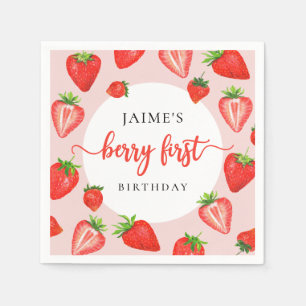 Serviette En Papier Berry premier anniversaire Fille fraise 1er annive