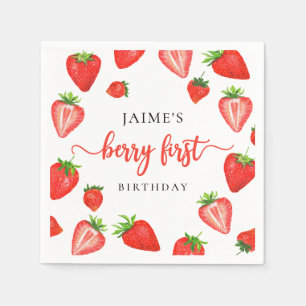 Serviette En Papier Berry Premier anniversaire fraise 1er anniversai