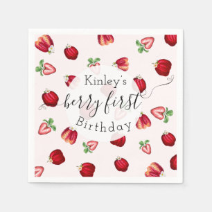 Serviette En Papier Berry Premier Anniversaire Fraises sauvages Papier