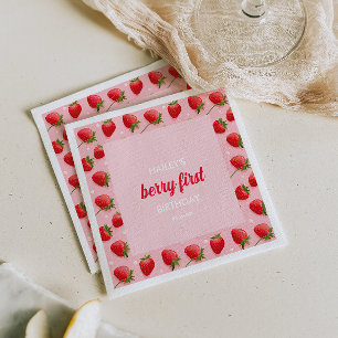 Serviette En Papier Berry Premier Anniversaire Papier fraise Napkin