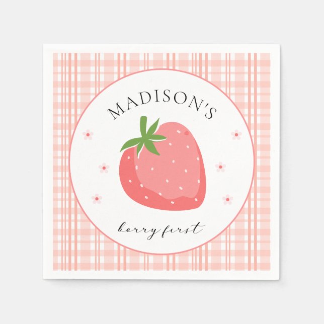Serviette En Papier Berry Premier Anniversaire Papier Napkin Fraise Pa (Devant)