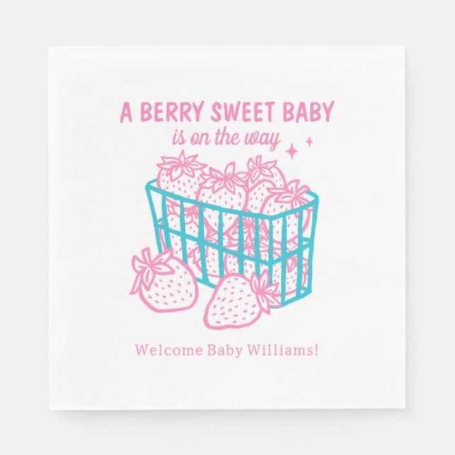 Serviette En Papier Berry Sweet Baby Doodle Pink Strawberry Girl (Devant)