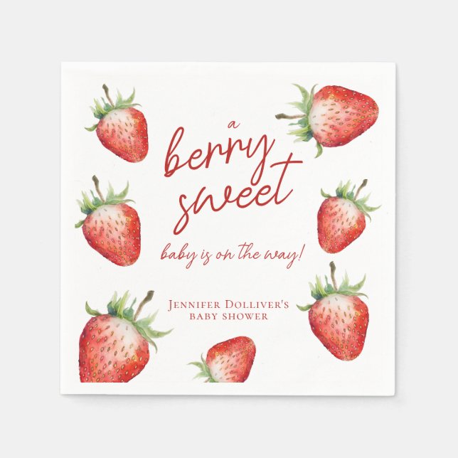 Serviette En Papier Berry Sweet Baby shower fraise (Devant)
