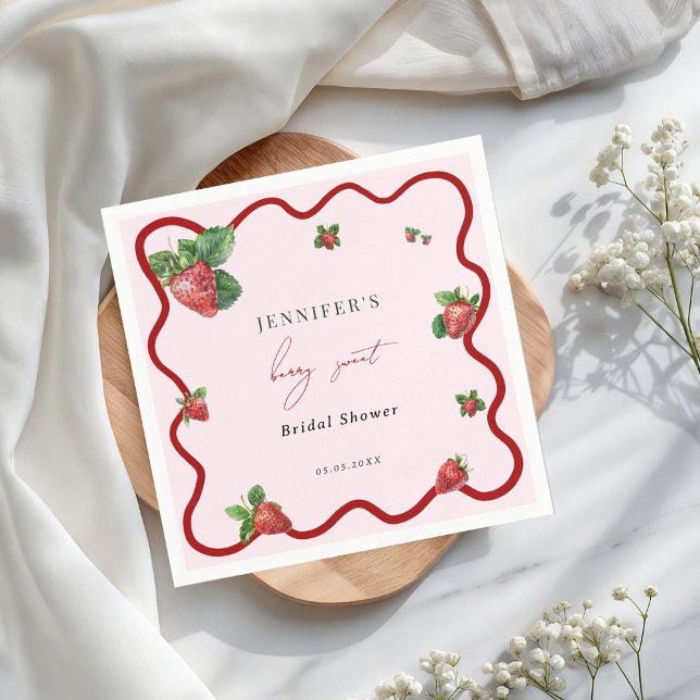 Serviette En Papier Berry Sweet Bridal Shower Strawberry (Créateur téléchargé)