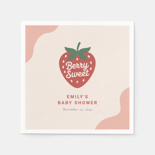 Serviette En Papier Berry Sweet Cute Baby Shower (Devant)