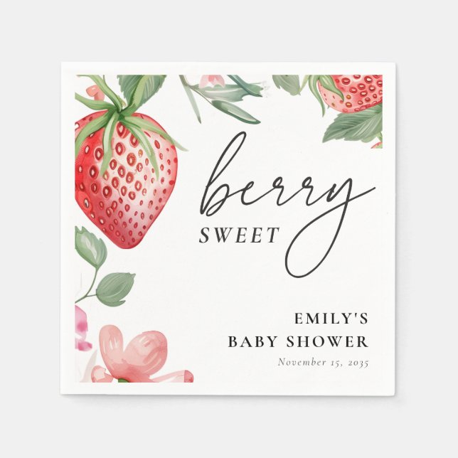 Serviette En Papier Berry Sweet Floral Baby shower (Devant)
