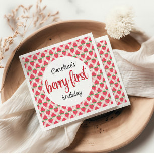 Serviette En Papier Berry Sweet Strawberry 1er fête d'anniversaire