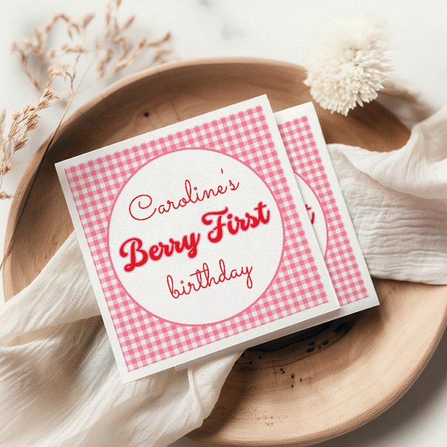 Serviette En Papier Berry Sweet Strawberry 1er fête d'anniversaire (Créateur téléchargé)