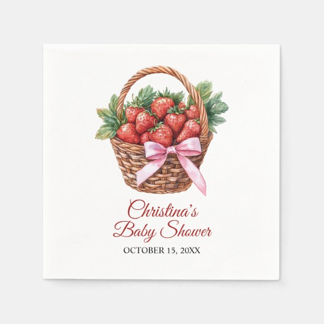 Serviette En Papier Berry Sweet Strawberry Baby Shower (Devant)