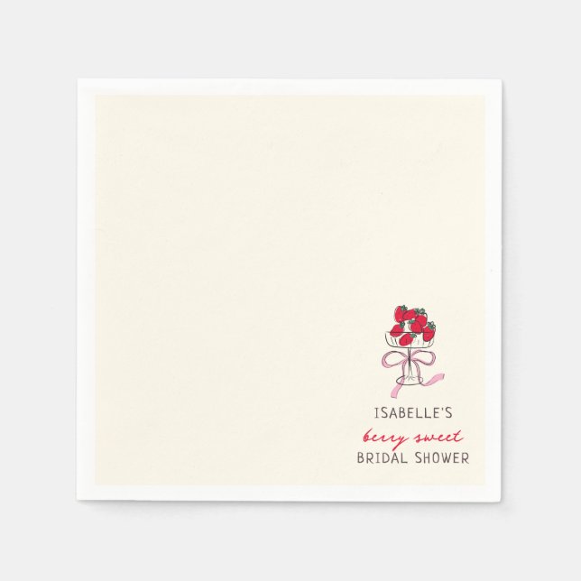 Serviette En Papier Berry Sweet Strawberry Bridal Shower  (Devant)