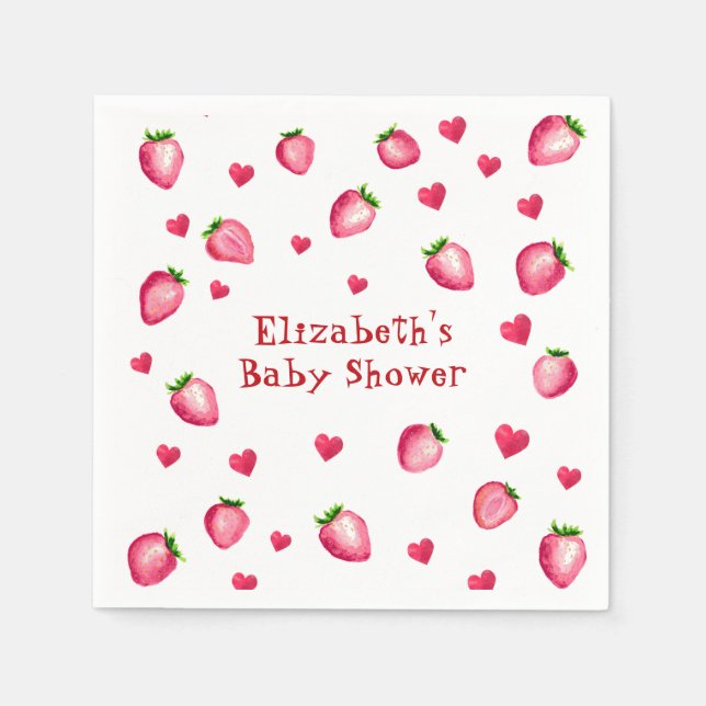 Serviette En Papier Berry Sweet Strawberry Hearts Unisex Baby shower (Devant)