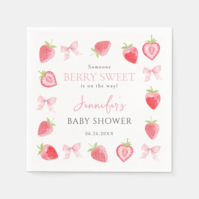 Serviette En Papier Berry Sweet Strawberry rose Bow Baby Girl Douche (Devant)