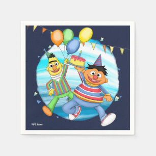Serviette En Papier Bert et Ernie Balloons d'anniversaire