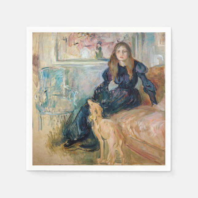 Serviette En Papier Berthe Morisot - Julie et son Greyhound Laerte (Devant)