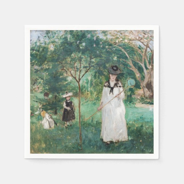 Serviette En Papier Berthe Morisot - La chasse aux papillons (Devant)