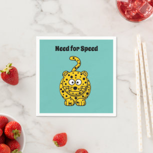 Serviette En Papier Besoin de vitesse, Drôle Cheetah dessin de chat