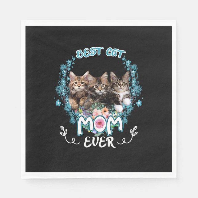 Serviette En Papier Best Cat Mom Ever     (Devant)