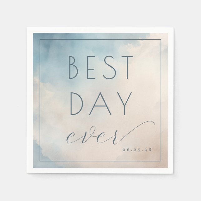Serviette En Papier Best Day Ever Optimistic Blue Watercolor (Devant)