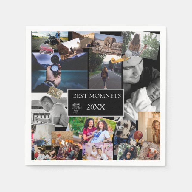 Serviette En Papier Best Moments  New Year Photo Collage  (Devant)