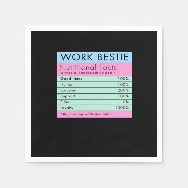 Serviette En Papier Bestie de travail Faits nutritionnels (Devant)