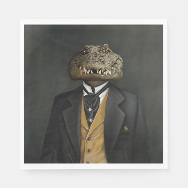 Serviette En Papier Bêtes Nobles - Crocodile Dandy (Devant)