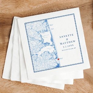 Serviette En Papier Bethany Beach Delaware Map Elégant Mariage de la m