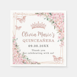 Serviette En Papier Beurre d'or Rose de fleurs de cerisiers Quinceaner