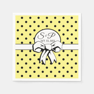 Serviette En Papier Beurre Polka Jaune Point Blanc Bow Personnalisé