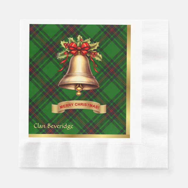 Serviette En Papier Beveridge Noël Tartan personnalisé (Devant)