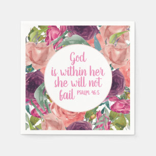 Serviette En Papier Bible chrétien floral aquarelle rose violet