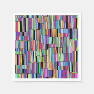 Serviette En Papier Bibliothèque moderne colorée du milieu du siècle