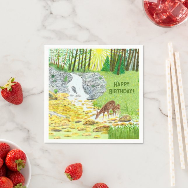 Serviette En Papier Biche et faon (En situation)