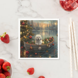 Serviette En Papier Bichon Frise Noël Festive Voyage