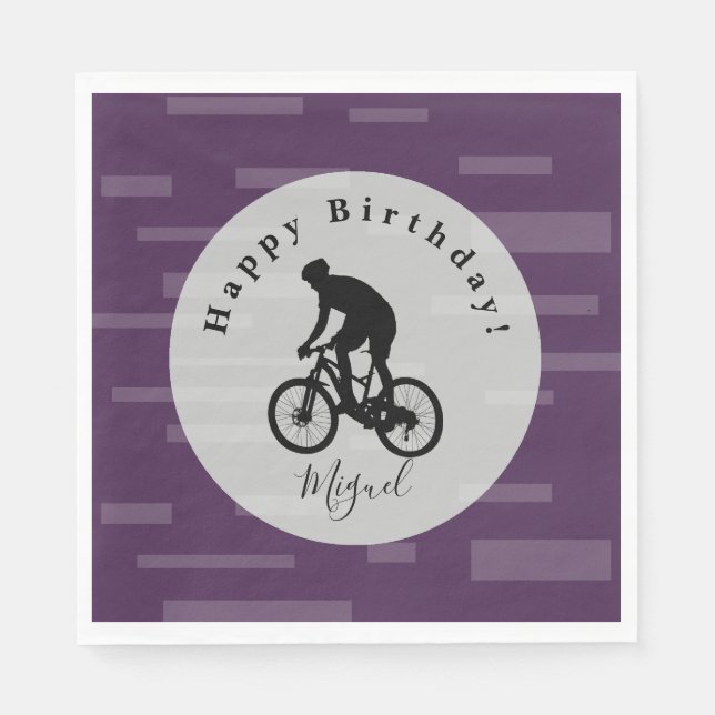Serviette En Papier Bicycle Rider Joyeux Anniversaire Papier serviette (Devant)