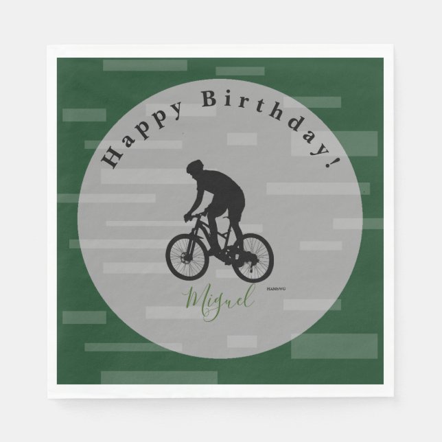 Serviette En Papier Bicycle Rider Joyeux Anniversaire PapierNapkin HAM (Devant)