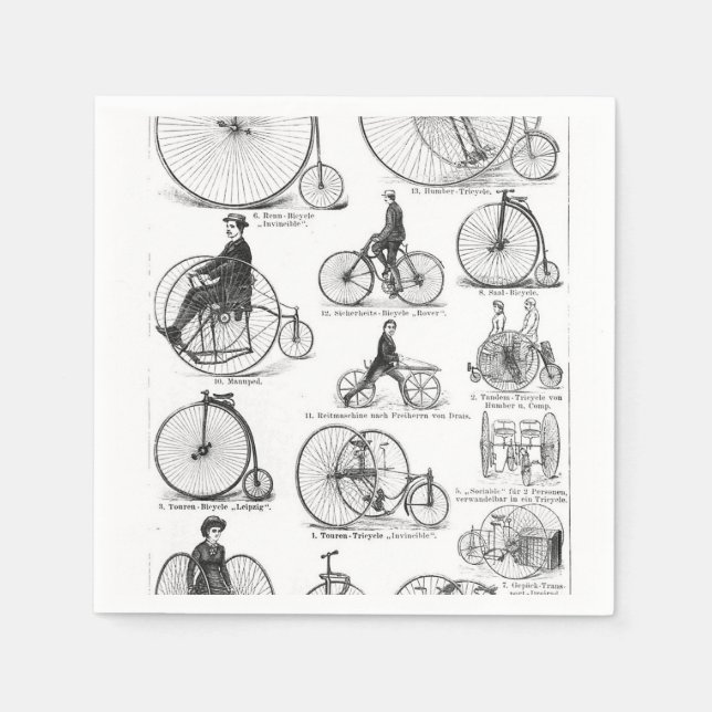 Serviette En Papier Bicyclette à grande roue Penny Farthing (Devant)